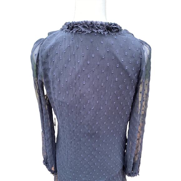 Zara Basic Collection Long Sleeve Dress Blue Dots Women's Size Extra Small - Picture 8 of 12